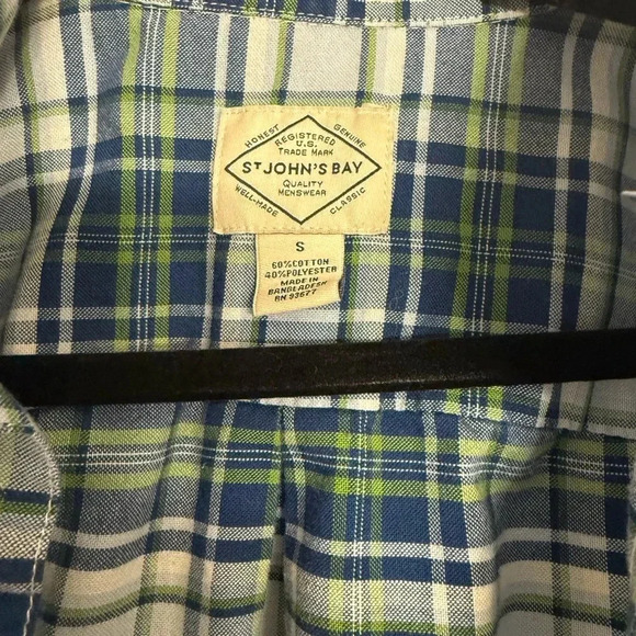 St Johns’s Bay Blue And Green Button Up Size S - Picture 4 of 5